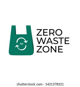 Eco bag, Plastic Free. Green bag. Reusable Bag. Zero waste zone. Zero waste area. Less plastic. No Plastic and Go Green. Green location icon. ECO icon. Ecology friendly. Vector illustration