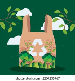 afiche de bolso ecológico con plantas