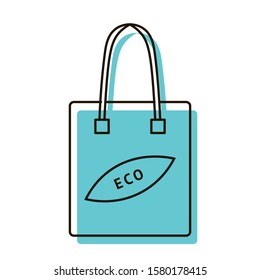 Eco bag. The problem of cellophane contamination. Reusable grocery bag. Design element. Vector illustration. Icon with shadow isolated on white background.