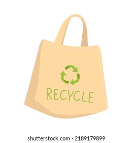 Eco bag with recycling symbol. Vector illustration. Ecology concept, recycling