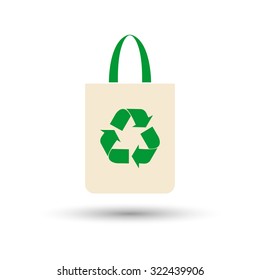 Eco bag, Bag with recycling symbol - Vector