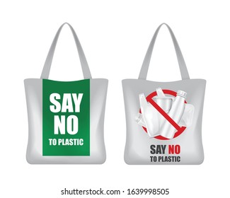 Eco bag. Say no to plastic. Zero waste. Green Eco Earth. Save the world. For your design
