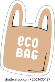 Eco Bag Sticker Vector Illustration