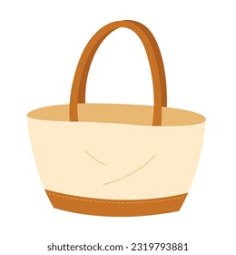 Eco bag, straw tote bag style. Shopping bag. Say no plastic. Eco friendly and Zero waste concept. Flat cartoon style vector illustration isolated on white background.