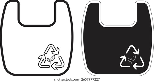 Eco bag with thin line design featuring leaf emblem, reusable tote vector for sustainable lifestyle with transparent background