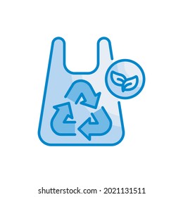 Ilustración del estilo de icono del vector de los colores azules de la bolsa ecológica. archivo EPS 10