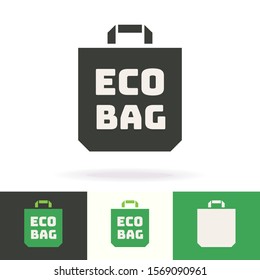 Eco bag vector icon set green color isolated on background for farm fresh shop, natural product market, vegan food store, organic product, bio store. 10 eps