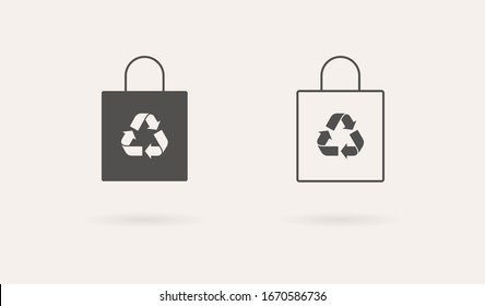 Eco bag vector icon set. Zero waste concept. Eco-friendly cotton bag. Simple flat design sign isolated on white.