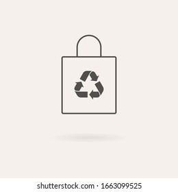 Eco bag vector icon. Zero waste concept. Eco-friendly cotton bag. Simple Line flat design sign isolated on white.