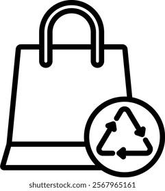 Eco Bag Vector Lineal Icon On White Background.