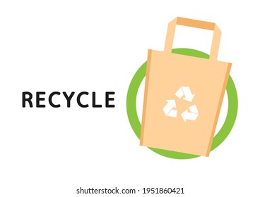 Eco bag vector. Paper bag on white background. Recycle bag vector.
