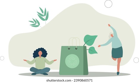 Eco bags, Environmental friendly packaging for shopping..flat vector illustration