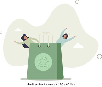 Eco bags, Environmental friendly packaging for shopping.flat design with people.