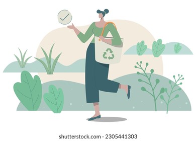 Eco bags, reusable fabric textile handbag, Environmentally sustainable  friendly packaging for shopping. Vector design illustration.