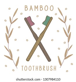 Eco bamboo tooth brushes. Zero waste. Logo or Emblem for a brand. 