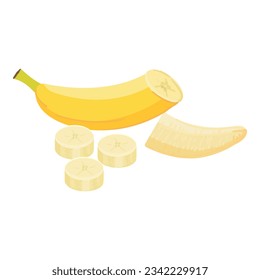 Eco banana icon cartoon vector. Fruit peel. Color snack