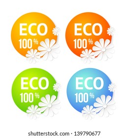 Eco banner of flower. Vector illustration, contains transparencies, gradients and effects.