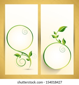 Eco banners with green leafs.