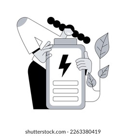 Eco battery abstract concept vector illustration. Eco charging solution, environmentally friendly battery, innovative eco-solution, rechargeable, energy storage technology abstract metaphor.