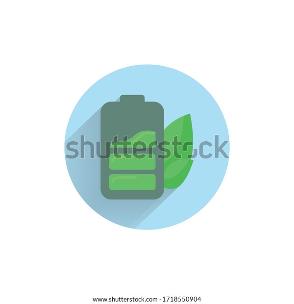 eco battery colorful flat icon with long shadow. eco\
battery flat icon