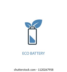 Eco battery concept 2 colored icon. Simple blue element illustration. Eco battery concept symbol design from green energy set. Can be used for web and mobile UI/UX