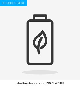 Eco Battery Editable Stroke Pixel Perfect Vector Icon Line