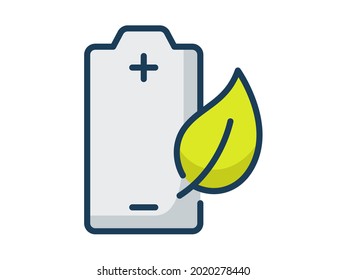 umweltfreundliche, batteriebetriebene Energiesparzelle, einzelne Ikone einzeln auf gefüllter Linie