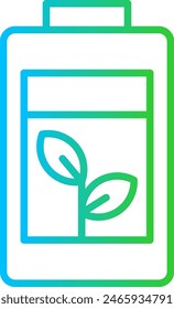 Eco battery green city icon with blue and green gradient outline style. eco, energy, power, battery, electric, electricity, green. Vector Illustration