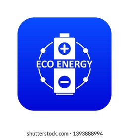 Eco battery icon blue vector isolated on white background