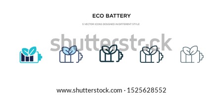 eco battery icon in different style vector illustration. two colored and black eco battery vector icons designed in filled, outline, line and stroke style can be used for web, mobile, ui