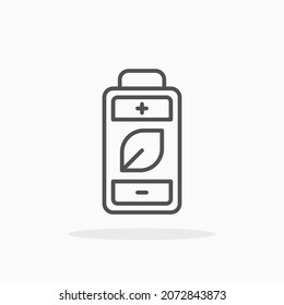 Eco Battery icon. Editable Stroke and pixel perfect. Outline style. Vector illustration. Enjoy this icon for your project.