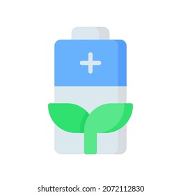 Icono de la batería ecológica, Icono de icono de estilo plano, Ilustración vectorial, Adecuada para sitio web, aplicación móvil, impresión, presentación, infografía y cualquier otro proyecto.