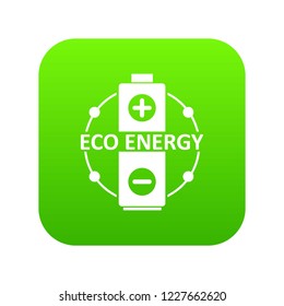 Eco battery icon green vector isolated on white background