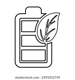 Eco Battery Icon In Outline Style