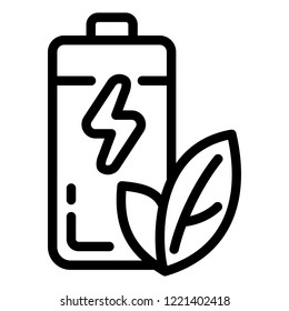 Eco battery icon. Outline eco battery vector icon for web design isolated on white background