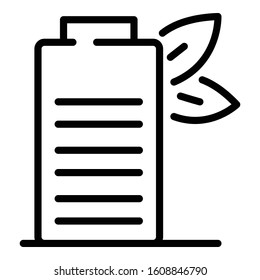 Eco battery icon. Outline eco battery vector icon for web design isolated on white background