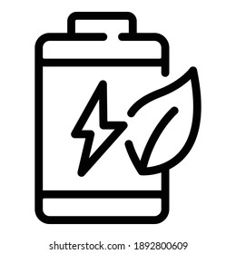 Icono de la batería ecológica. Icono de vector de batería ecológica de contorno para diseño web aislado en fondo blanco