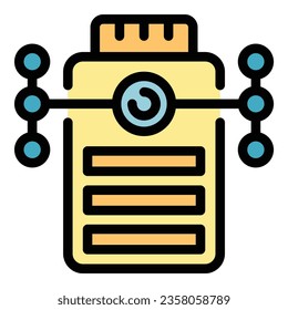 Vector de contorno de icono de la batería ecológica. Planta de energía. Color plano del panel de fábrica
