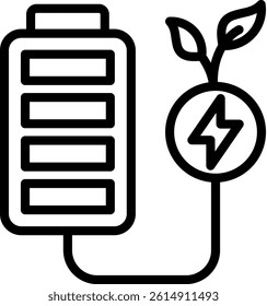 Eco Battery Icon Outline Vector Illustration