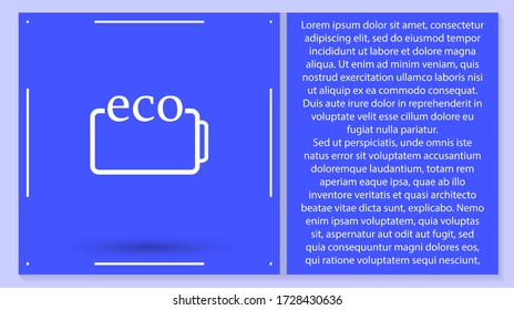 vector de icono de batería ecológica. Lorem Ipsum Diseño de ilustración