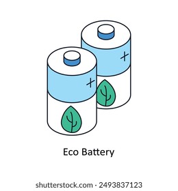 Eco Battery Isometric style icon. Symbol on White background EPS 10 File 