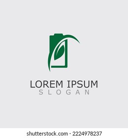Eco Battery and leaf logo template design illustration vector