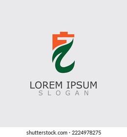 Eco Battery and leaf logo template design illustration vector