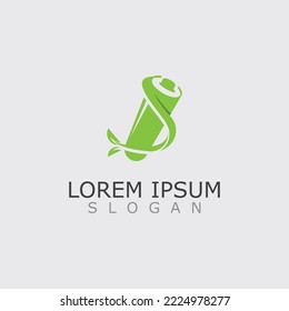 Eco Battery and leaf logo template design illustration vector