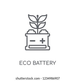 eco battery linear icon. Modern outline eco battery logo concept on white background from General collection. Suitable for use on web apps, mobile apps and print media.