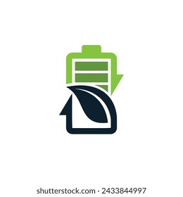 eco battery logo with leaf concept