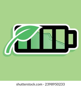 eco battery mode flat icon vector print ready for web sticker