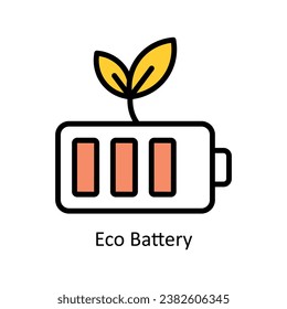 Eco battery vector Filled outline Design illustration. Symbol on White background EPS 10 File
