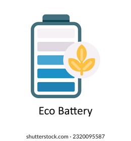 Icono plano de diseño de vectores de batería ecológica. Símbolo de naturaleza y ecología sobre fondo blanco Archivo EPS 10