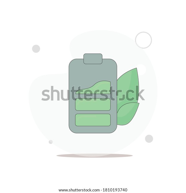 eco battery\
vector flat illustration on\
white